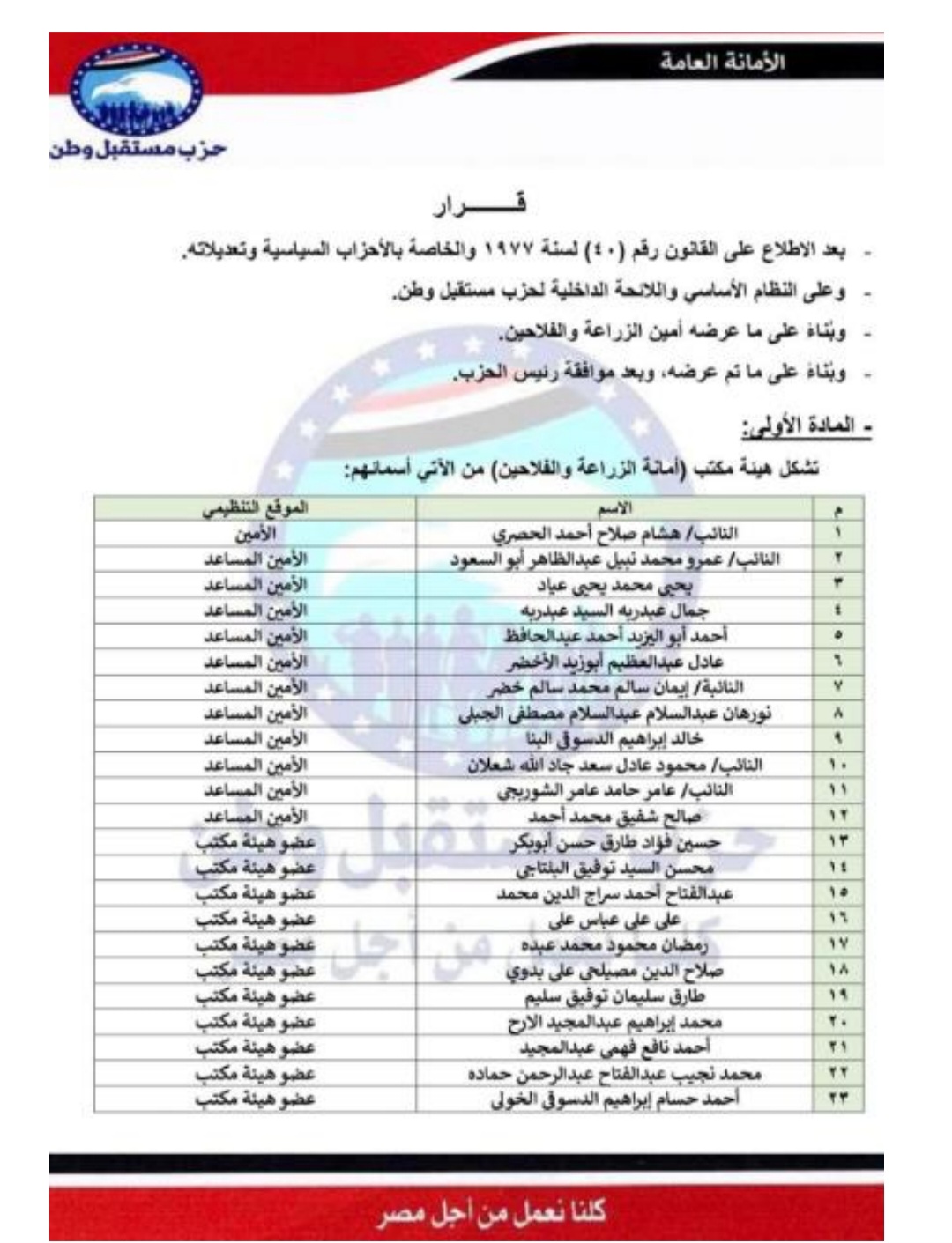 أمانة الزراعة والفلاحين