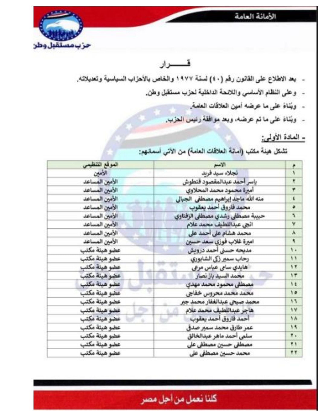 امانة العلاقات العامة.